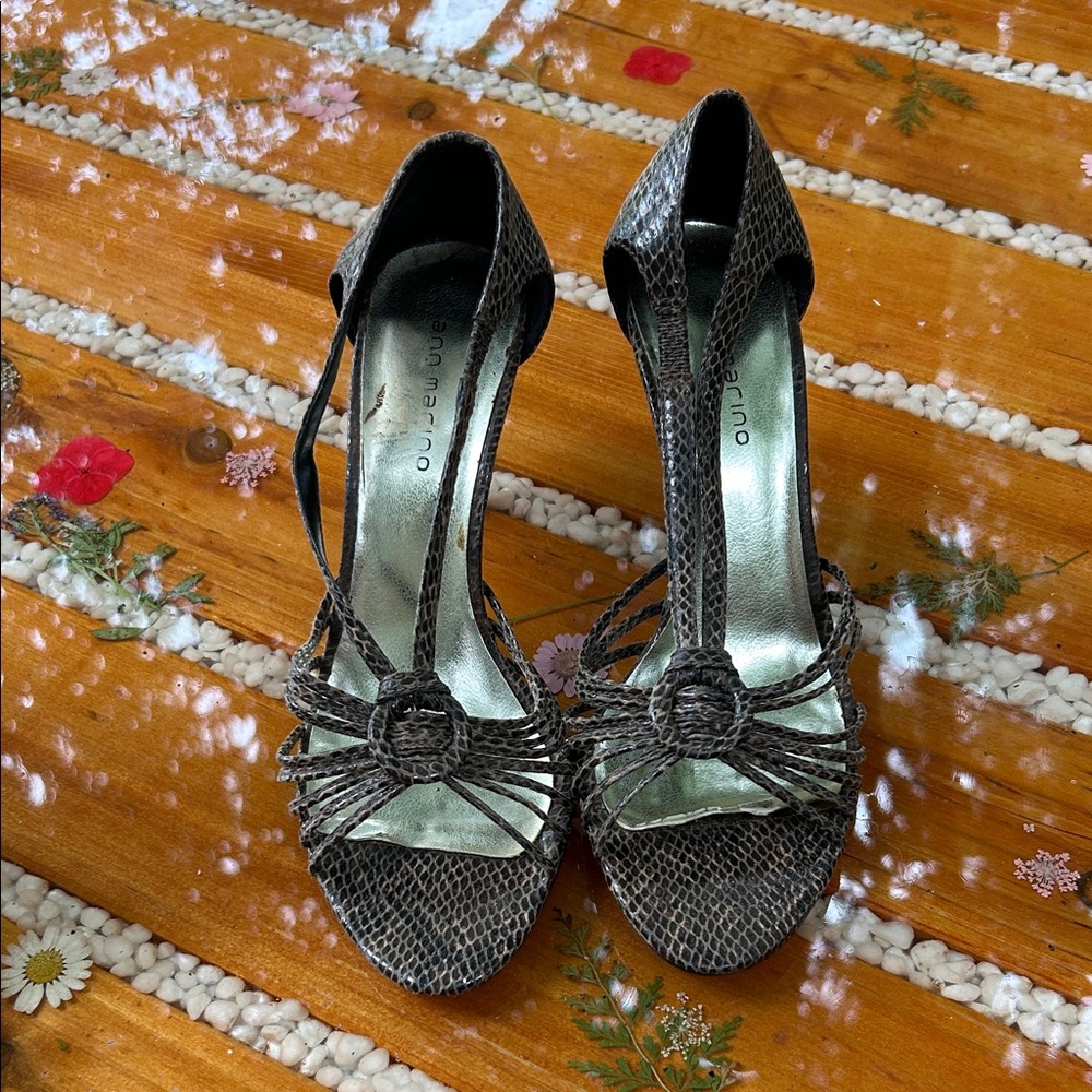 Ann Marino Snakeskin Patterned Brown Heels*